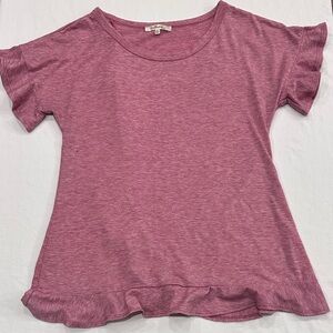 ANDREE BY UNIT Mauve Ruffle Sleeve Tee